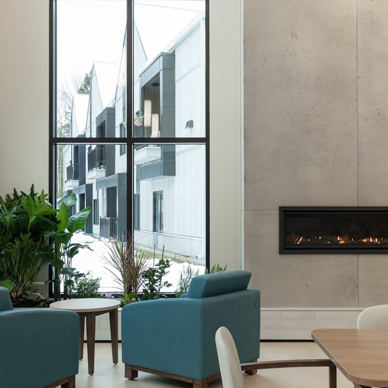 Raw-Finish Peau de béton Panels - Habitat Morin Heights.