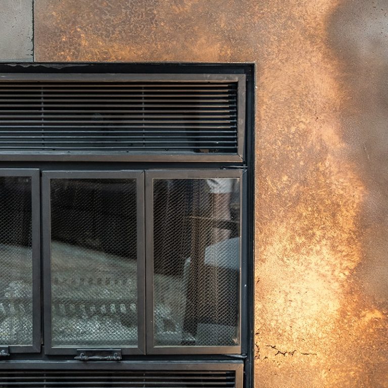 Installation of Silex Element panels - Desjardins fireplace mantel.